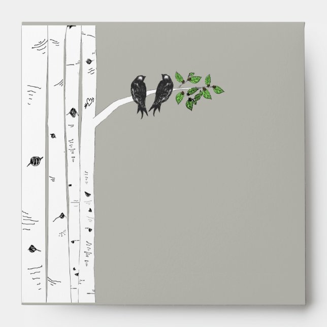 Modrn Birch Tree Wedding Square Envelopes (Front)