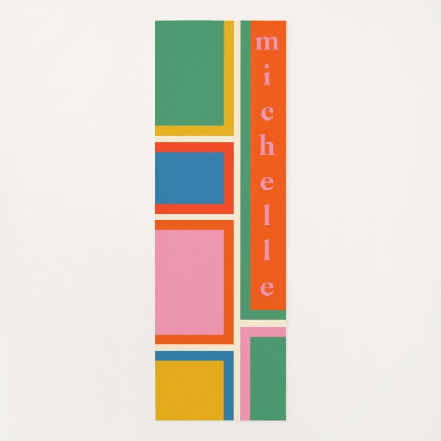 Modular Retro Modern Geometric Personalized Yoga Mat (Front)