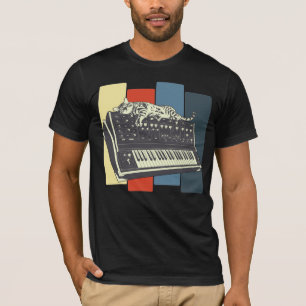 Modular Synthesizer Keyboard Vintage Analogue Cat T-Shirt