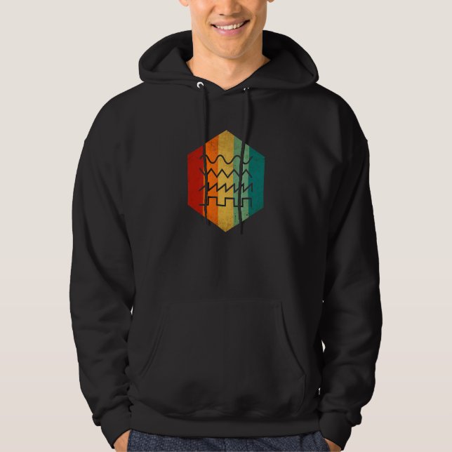 Modular Synthesizer Waveform Analogue Nerd Audio Hoodie (Front)