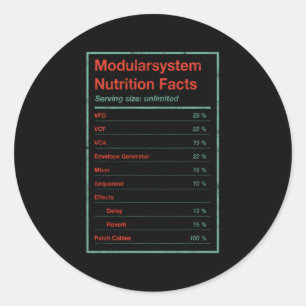 Modular System Nutrition Facts Eurorack Synth Vcf  Classic Round Sticker