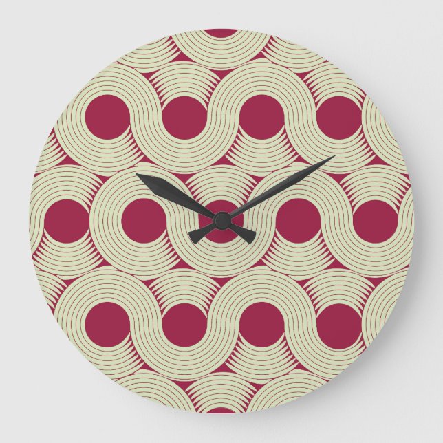 Moebius Stripe: Infinite Red-Green Tile Large Clock (Front)