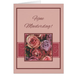 Moederdagkaart dutch Roses & rayures Fête des mère