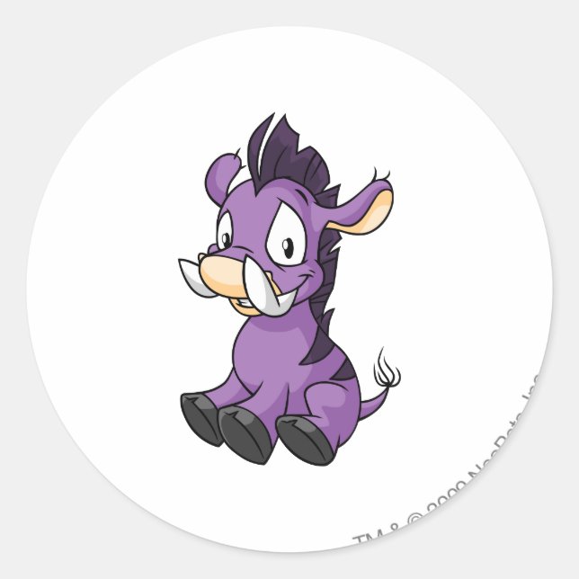 Moehog Purple Classic Round Sticker (Front)