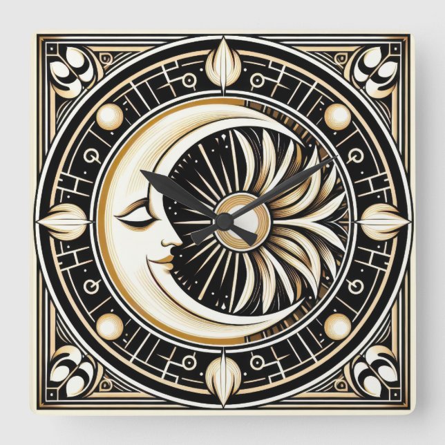 Moelle et motif soleil AI Mur Horloge (Recto)
