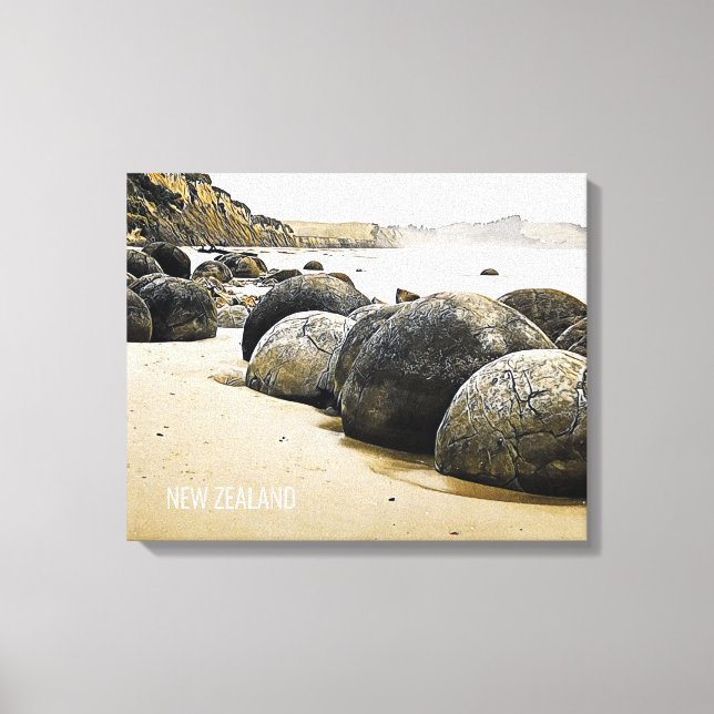 Moeraki Boulders New Zealand travel Canvas Print (Front)