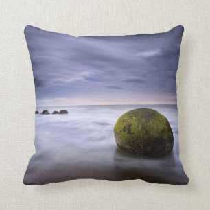 Moeraki Boulders Sunrise Seascape Throw Pillow