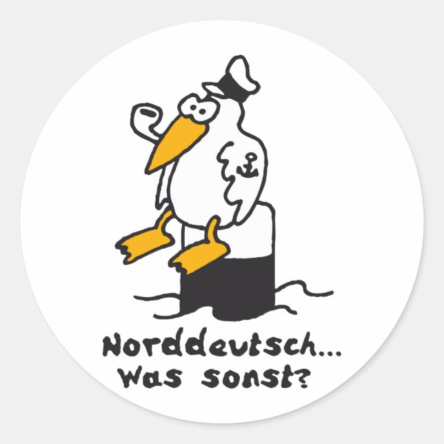 Moewe at 3c harbor in North German Classic Round Sticker (Front)