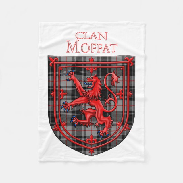 Moffat Tartan Scottish Plaid Lion Rampant Fleece Blanket (Front)