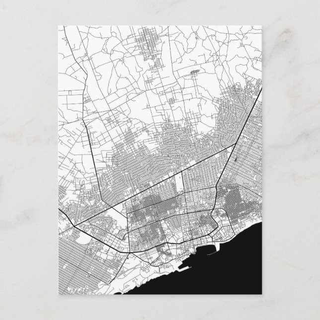 Mogadishu Somalia Map Postcard (Front)
