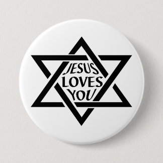 Mogan David Star - Jesus Loves You 3 Inch Round Button