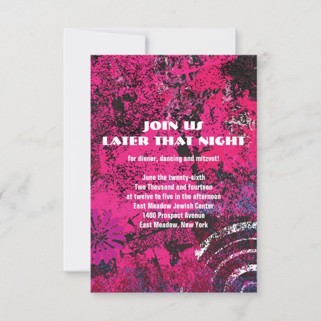 Mogen David Circular Star Bat Mitzvah Party Card (Front)