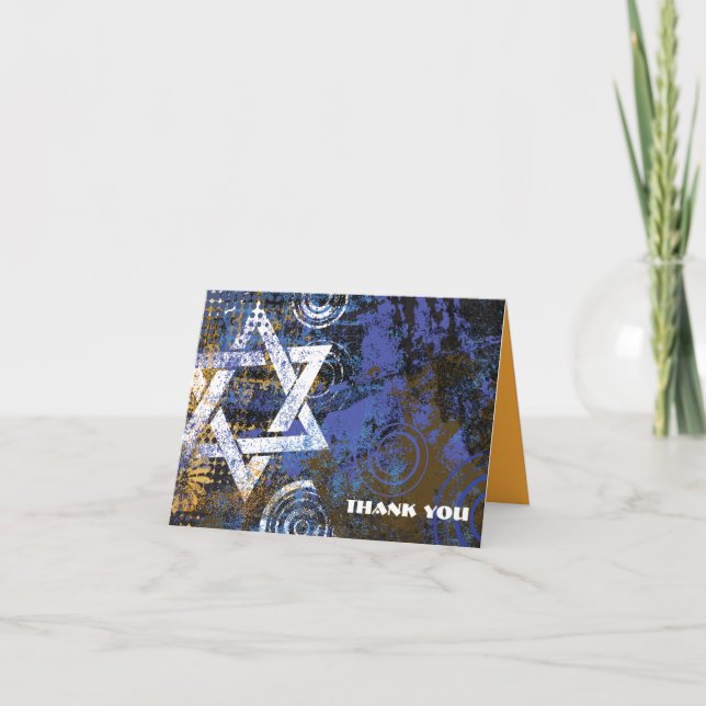 Mogen David Circular Star Folded Thank You Card (Front)