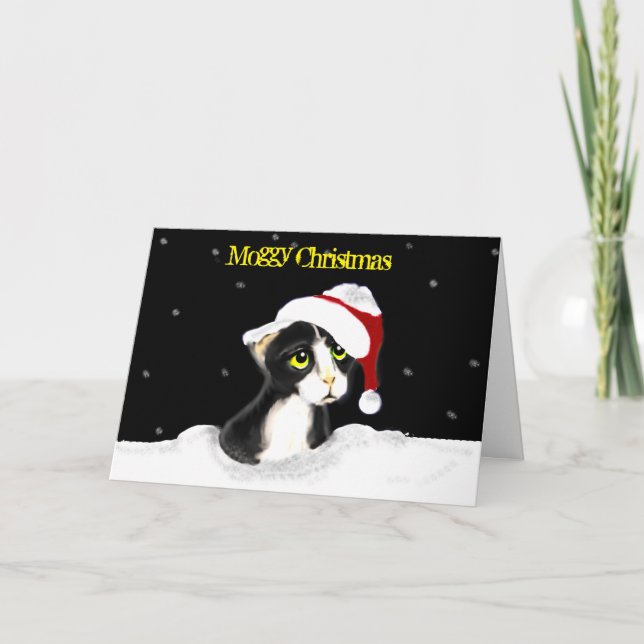 Moggy Christmas Cat Card (Front)