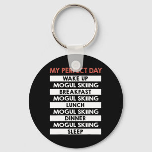 Mogul Skiing My Perfect Day Skier Day Routine Keychain