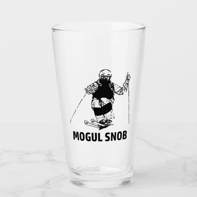 Mogul Skiing Snob Glass (Front)