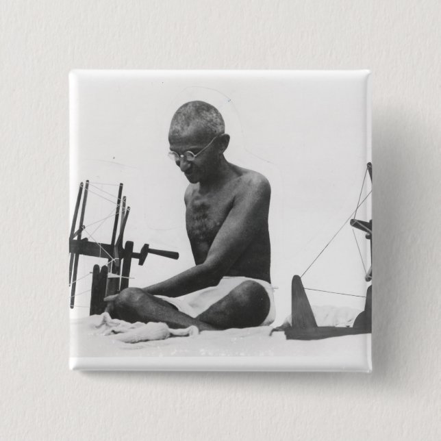 Mohandas Karamchand  Gandhi 2 Inch Square Button (Front)