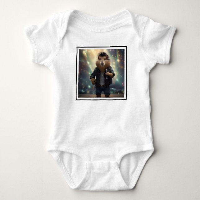 "Mohawk Capybara: Rockin' the River!" Baby Bodysuit (Front)