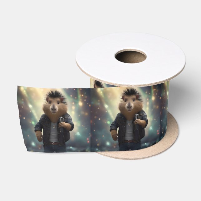 "Mohawk Capybara: Rockin' the River!" Satin Ribbon (Spool)