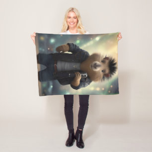 Mohawk Capybara Rockstar, Fleece Blanket