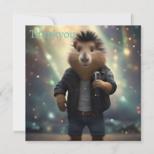 Mohawk Capybara Rockstar,  Thank You Card