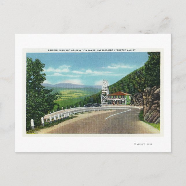 Mohawk Trail Hairpin Turn & Observation Tower Postcard (Front)