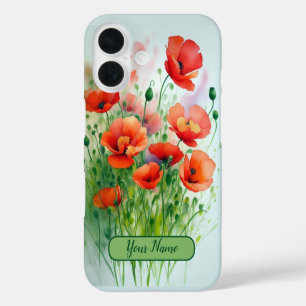 Mohnblumenwiese, Aquarell - iPhone 16 Case