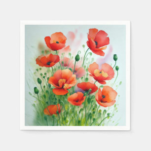 Mohnblumenwiese, Aquarell +  Napkin
