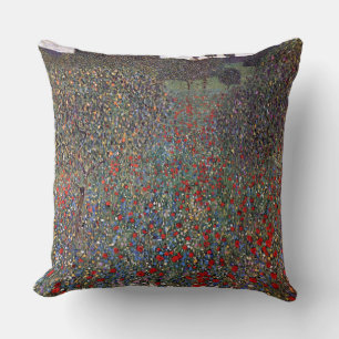 Mohnfeld, Gustav Klimt Throw Pillow