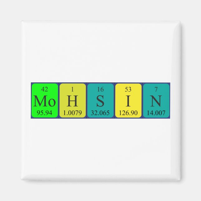 Mohsin periodic table name magnet (Front)