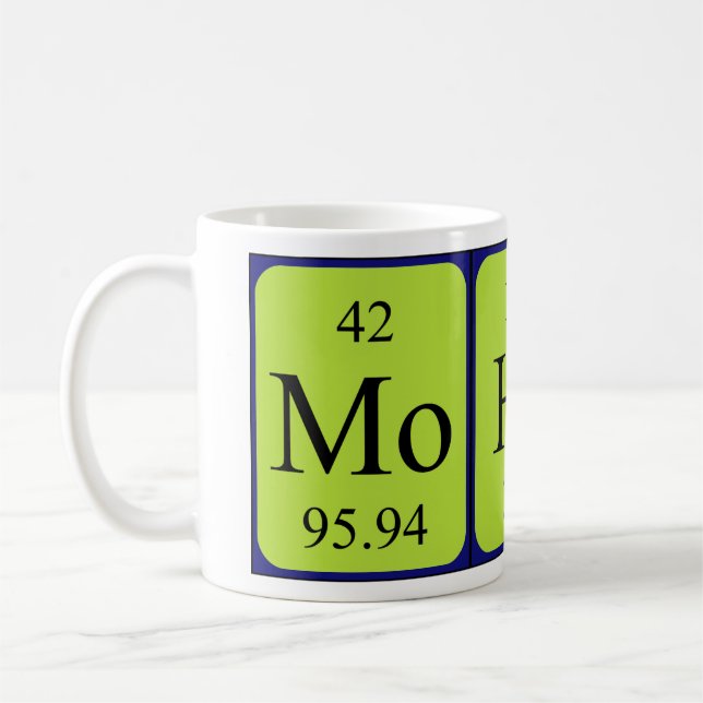 Mohsin periodic table name mug (Left)