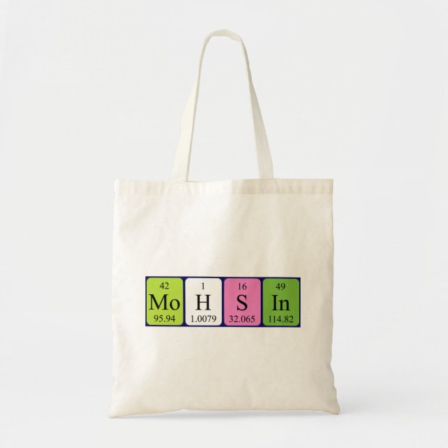 Mohsin periodic table name tote bag (Front)