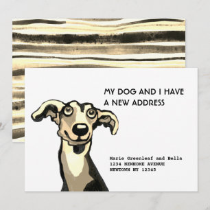 Moi et mon Whippet avons déménagé, Carte d'annonce