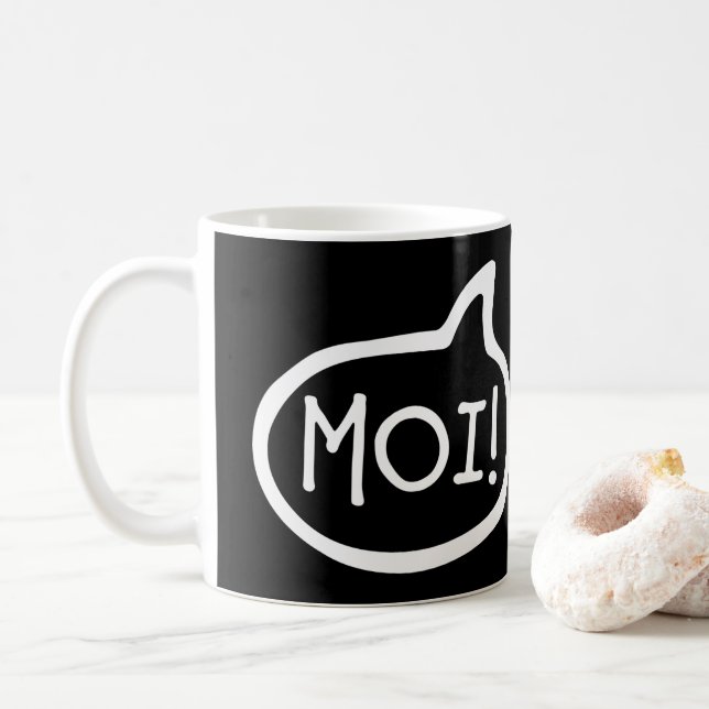 MOI! Finnish Greeting, Hello, Speech Bubble Coffee Mug (With Donut)