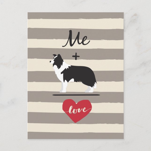 Moi plus Bordure Collie égal amour carte postale m (Devant)