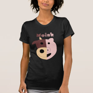 Moink: Cartoon cow and pig womens t-shirt (dark)