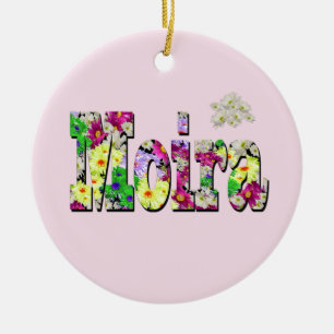 Moira, Girls Name With Daisies, Ceramic Ornament