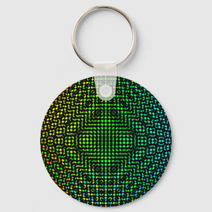 Moire Checkers by Kenneth Yoncich Keychain