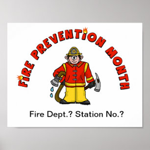 Mois de prévention des incendies Caricature Poster