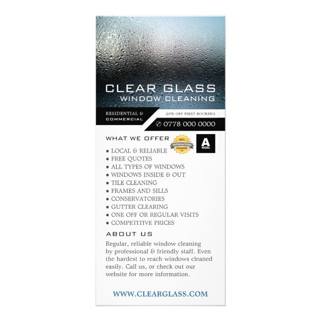Moist Window, Cleaning Service Price List Rack Card (Front)