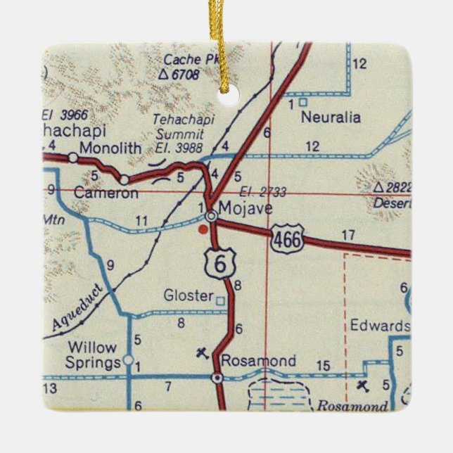 Mojave CA Vintage Map Ceramic Ornament (Front)