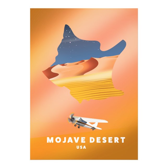 Mojave Desert USA map Photo Print (Front)