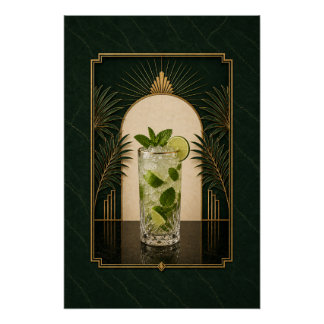 Mojito Art Deco Poster | Bar Art
