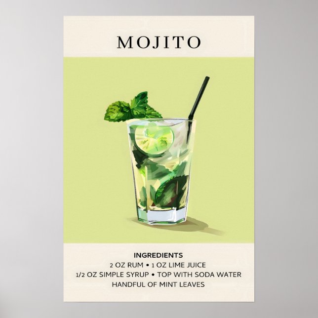 Mojito Cocktail painting Poster (Front)