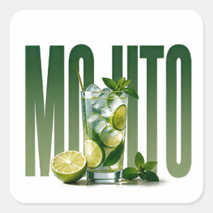 Mojito Luxury Cocktail Editorial Graphic Square Sticker