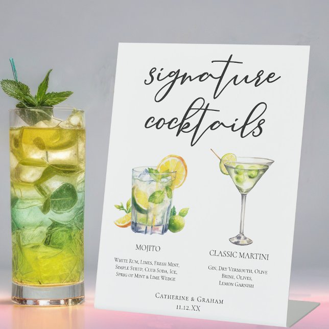 Mojito Martini Wedding Signature Cocktails Menu Pedestal Sign (Creator Uploaded)