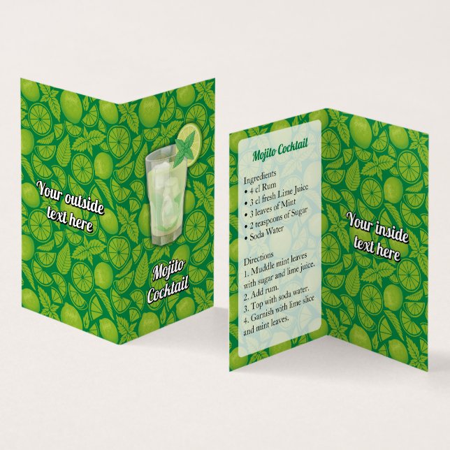 Mojito Recipe Business Card (Inside and Outside)