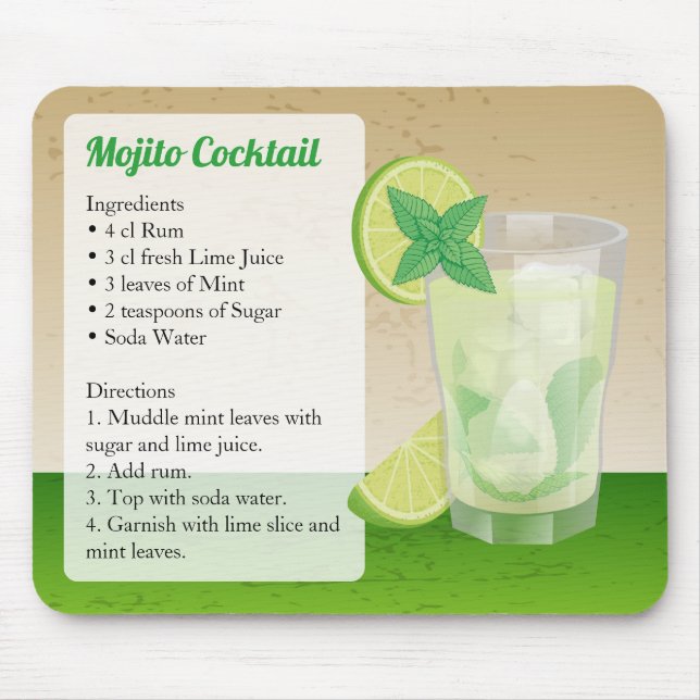 Mojito Recipe Mouse Pad (Front)