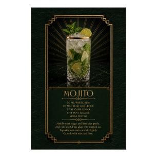Mojito Recipe Poster Bar Art