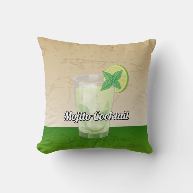 Mojito Recipe Throw Pillow (Front)